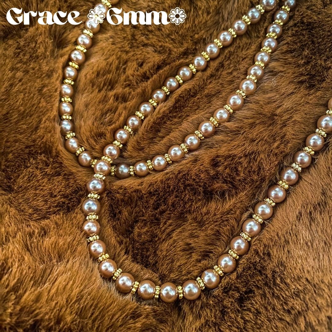  - 【Grace グレース コーヒー 6mm】 - アップフェル《公式》金属アレルギー対応アクセサリーパーツ専門ショップ